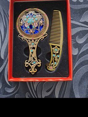Comb and mirror set kids children's 6invintage-style handheld mirror and comb va
